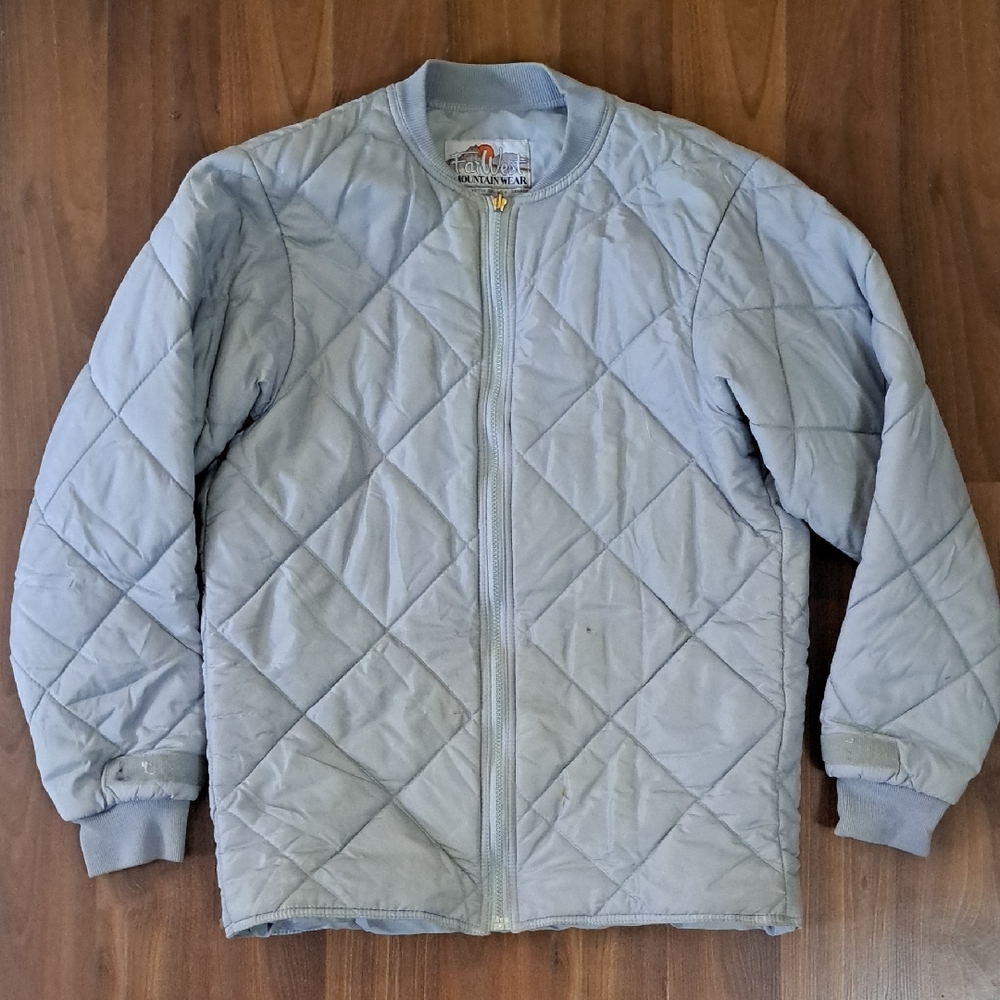 Vintage Soft Grey Quilted Puffer Jacket Gorpcore Utilitarian Workwear Urban